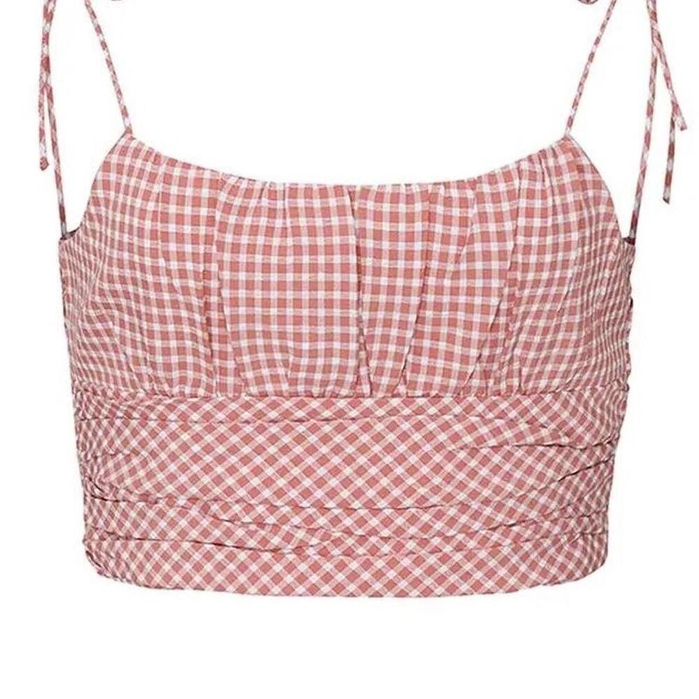 Anthropologie Women's Pink and Red Crop-top